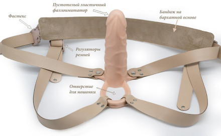 Телесный фаллопротез MEN STYLE с анальным стимулятором - 17,5 см. 