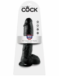 Реалистичный чёрный фаллоимитатор-гигант 10&quot; Cock with Balls - 25,4 см.