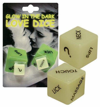 Кубики для любовных игр Glow-in-the-dark с надписями на английском 