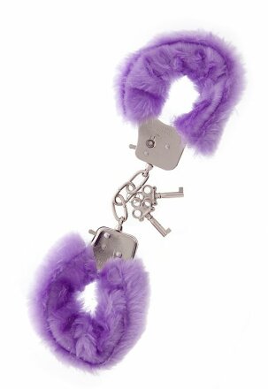 Фиолетовые меховые наручники METAL HANDCUFF WITH PLUSH LAVENDER 