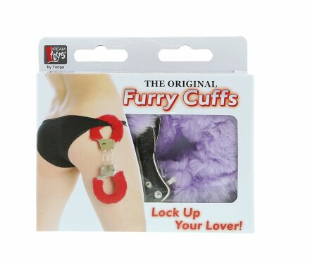 Фиолетовые меховые наручники METAL HANDCUFF WITH PLUSH LAVENDER 