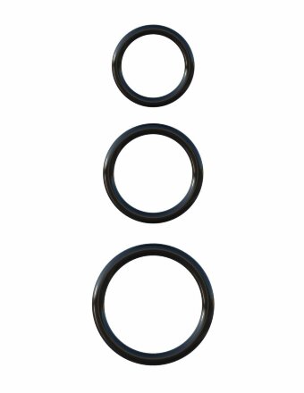 Набор из трех черных эрекционных колец Silicone 3-Ring Stamina Set 