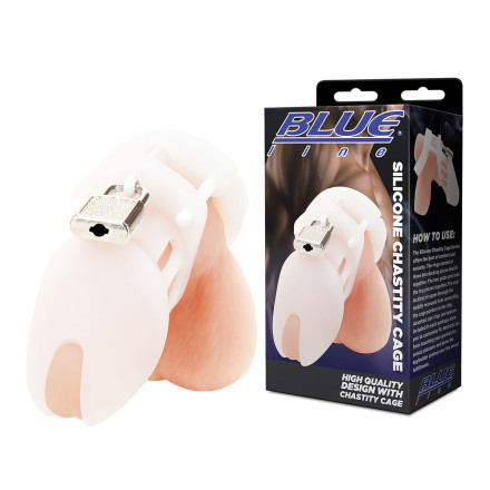 Белая клетка целомудрия Silicone Chastity Cage 