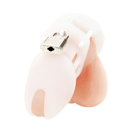 Белая клетка целомудрия Silicone Chastity Cage 