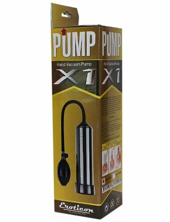 Чёрная вакуумная помпа Eroticon PUMP X1 с грушей 