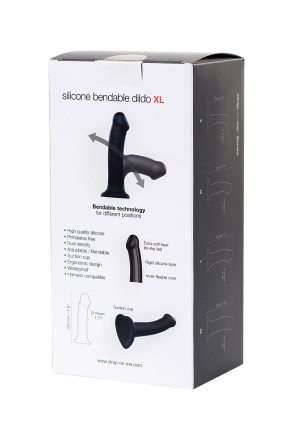 Черный фаллос на присоске Silicone Bendable Dildo XL - 20 см. 