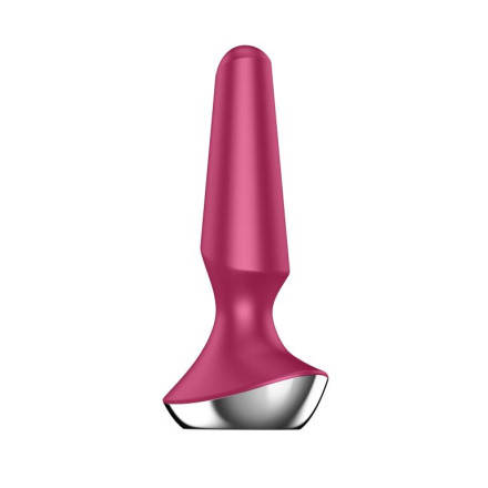 Малиновая анальная пробка с вибрацией Satisfyer Plug-ilicious 2 - 14 см. 