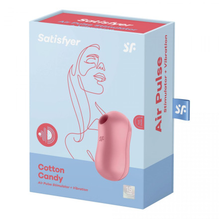 Розовый вакуум-волновой вибростимулятор Cotton Candy 
