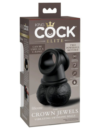 Черная вибронасадка King Cock Ellite The Crown Jewels 