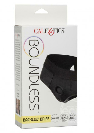 Черные трусы для страпона BACKLESS BRIEF HARNESS 2XL/3XL 