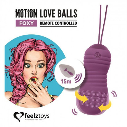 Фиолетовые вагинальные шарики с вращением бусин Remote Controlled Motion Love Balls Foxy 