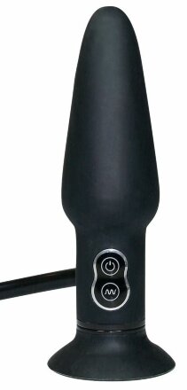 Анальный вибратор с функцией расширения True Black - 17 см. 