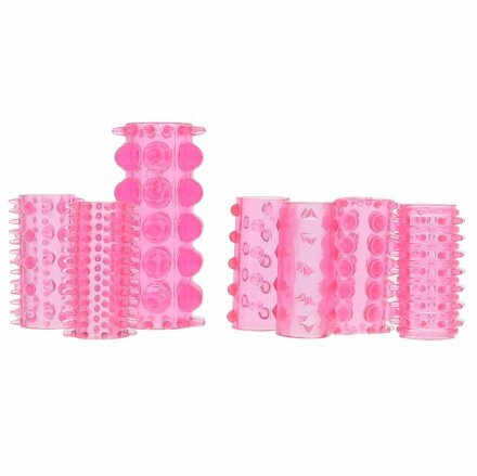Набор из 7 розовых насадок на пенис ONE-A-DAY PENIS SLEEVES PINK 