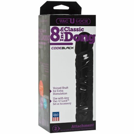 Насадка-фаллоимитатор Vac-U-Lock CodeBlack 8 Inch Classic Dong - 19,3 см. 
