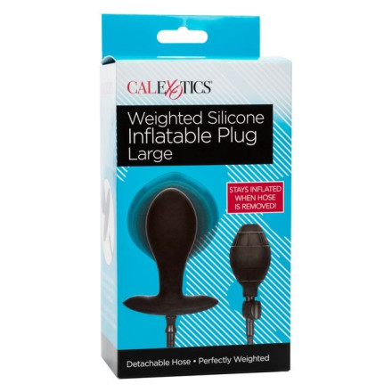 Черная расширяющаяся анальная пробка Weighted Silicone Inflatable Plug Large - 8,25 см. 