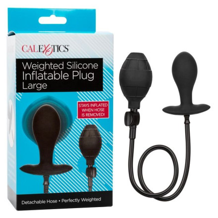 Черная расширяющаяся анальная пробка Weighted Silicone Inflatable Plug Large - 8,25 см. 