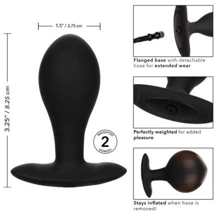Черная расширяющаяся анальная пробка Weighted Silicone Inflatable Plug Large - 8,25 см. 