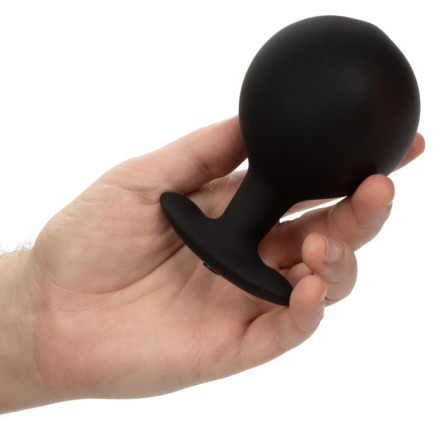 Черная расширяющаяся анальная пробка Weighted Silicone Inflatable Plug Large - 8,25 см. 