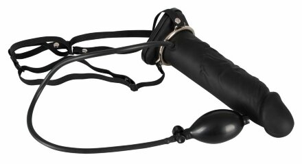 Полый страпон с эффектом увеличения Inflatable Strap-On - 18,5 см. 