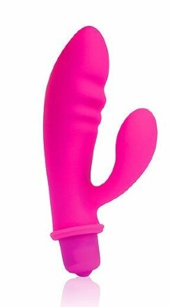 Розовый вибромассажер Cosmo с отростком - 8,5 см. 