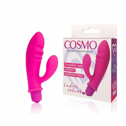 Розовый вибромассажер Cosmo с отростком - 8,5 см. 