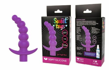 Фиолетовая вибрирующая анальная елочка Sweet Toys - 10,8 см. 