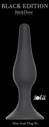 Чёрная анальная пробка Slim Anal Plug XL - 15,5 см. 