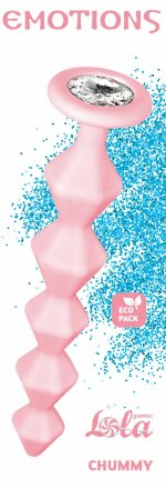 Розовая анальная цепочка с кристаллом Chummy - 16 см. 