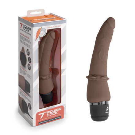 Коричневый анальный вибратор 7  Slim Anal Realistic Vibrator - 20 см. 