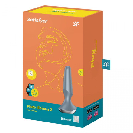 Серая анальная пробка с вибрацией Satisfyer Plug-ilicious 2 - 14 см. 