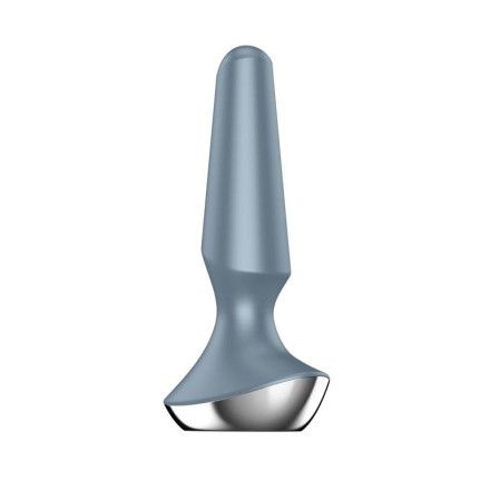 Серая анальная пробка с вибрацией Satisfyer Plug-ilicious 2 - 14 см. 