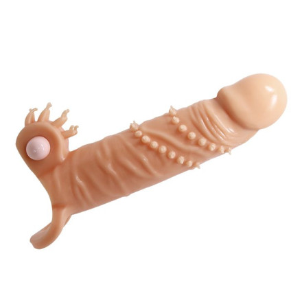 Телесная удлиняющая вибронасадка Penis Sleeve Connor - 17 см. 