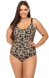 Совместный купальник plus size с принтом в виде леопардов