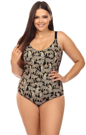 Совместный купальник plus size с принтом в виде леопардов 