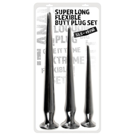 Набор из 3 длинных анальных пробок Super Long Flexible Butt Plug Set 