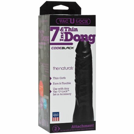 Насадка-фаллоимитатор для страпон-систем Vac-U-Lock CodeBlack 7 Inch Thin Dong - 18,3 см. 