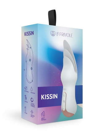 Белый вибратор с тремя лепестками Kissin 
