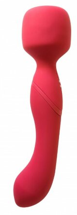 Красный двусторонний вибромассажер Heating Wand с нагревом - 22 см. 