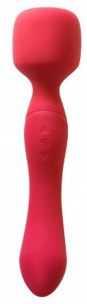 Красный двусторонний вибромассажер Heating Wand с нагревом - 22 см. 