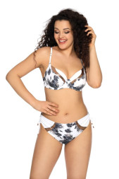Купальный бюстгальтер plus size с контрастным рисунком и вставками под медь