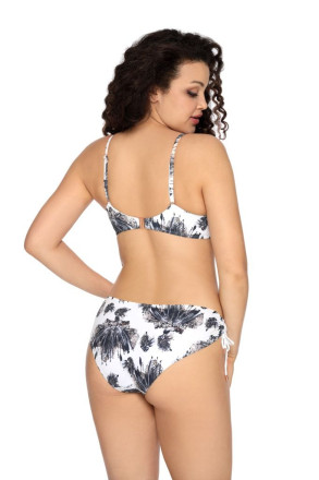 Купальный бюстгальтер plus size с контрастным рисунком и вставками под медь 