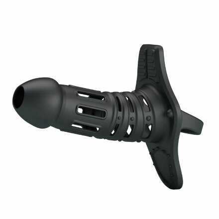 Черная рельефная насадка на пенис Hercules Penis Sleeve - 11,5 см. 