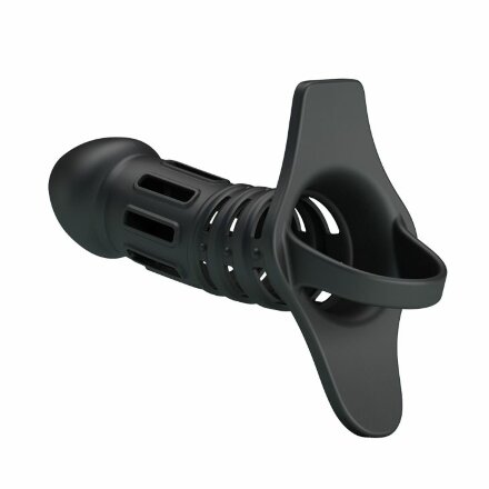 Черная рельефная насадка на пенис Hercules Penis Sleeve - 11,5 см. 