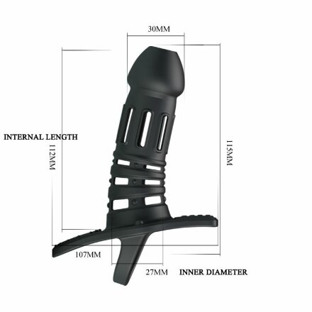 Черная рельефная насадка на пенис Hercules Penis Sleeve - 11,5 см. 