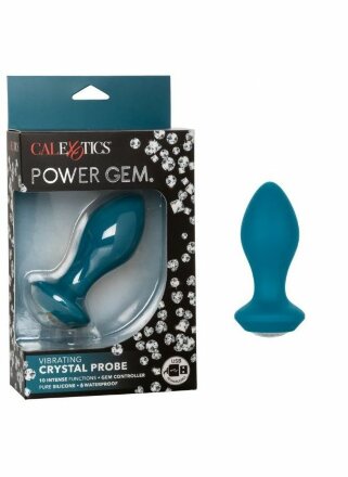 Бирюзовая анальная вибропробка с кристаллом Power Gem Vibrating Crystal Probe - 10,75 см. 