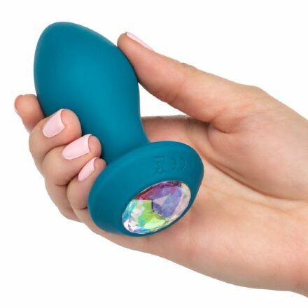 Бирюзовая анальная вибропробка с кристаллом Power Gem Vibrating Crystal Probe - 10,75 см. 
