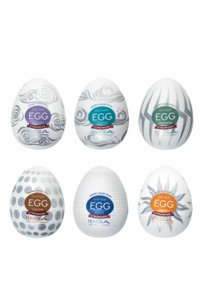 Набор из 6 мастурбаторов Tenga EGG Regular Strength с различным рельефом 