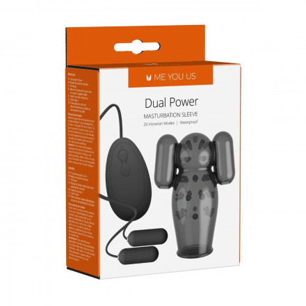 Черная вибронасадка для мастурбации Dual Power Masturbation Sleeve 