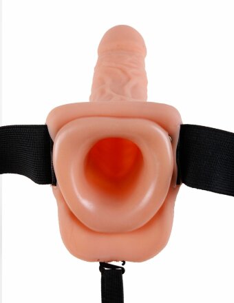Полый страпон телесного цвета Hollow Strap-On with Balls - 24 см. 