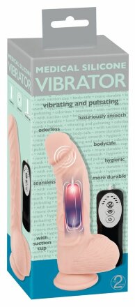 Телесный вибратор-реалистик Medical Silicone Pulsating Vibrator - 20 см. 